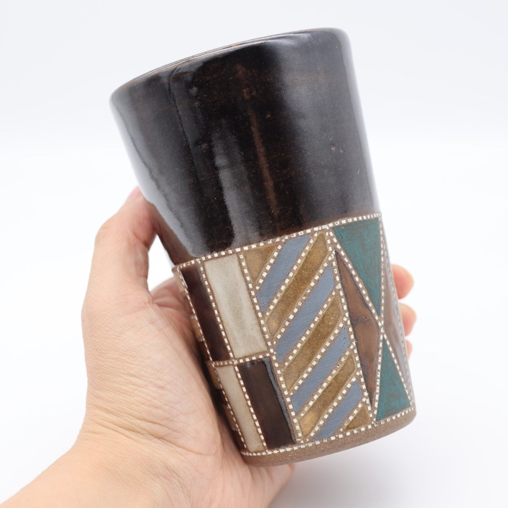 向山文也 象嵌釉彩境紋フリーカップ - カップ・湯呑・猪口 | 益子焼 陶庫