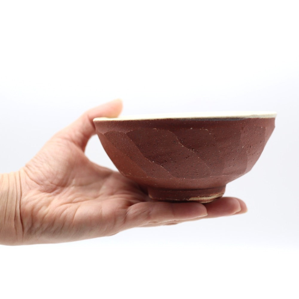 小峰尚 赤化粧面取飯碗 大 画像6 - 碗・飯碗 | 益子焼 陶庫