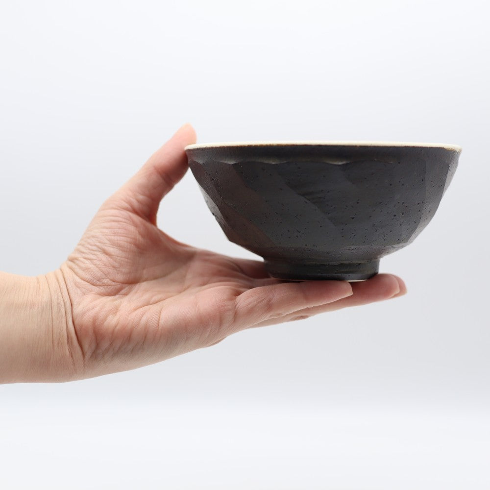 小峰尚 黒釉面取飯碗 大 画像6 - 碗・飯碗 | 益子焼 陶庫