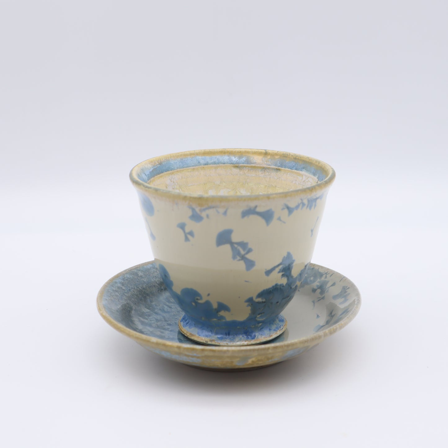三田和実 煎茶カップ&ソーサー 青 - 茶器・コーヒー・ティー | 益子焼 陶庫