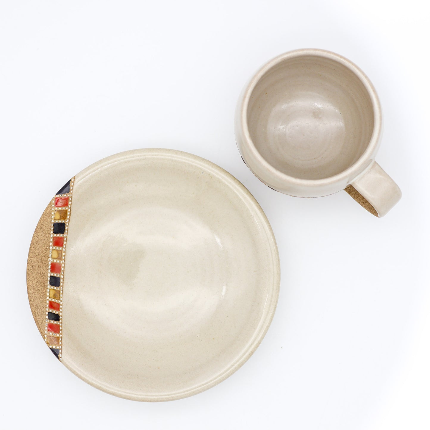 向山文也 象嵌珈琲碗皿 白 画像6 - 茶器・コーヒー・ティー | 益子焼 陶庫