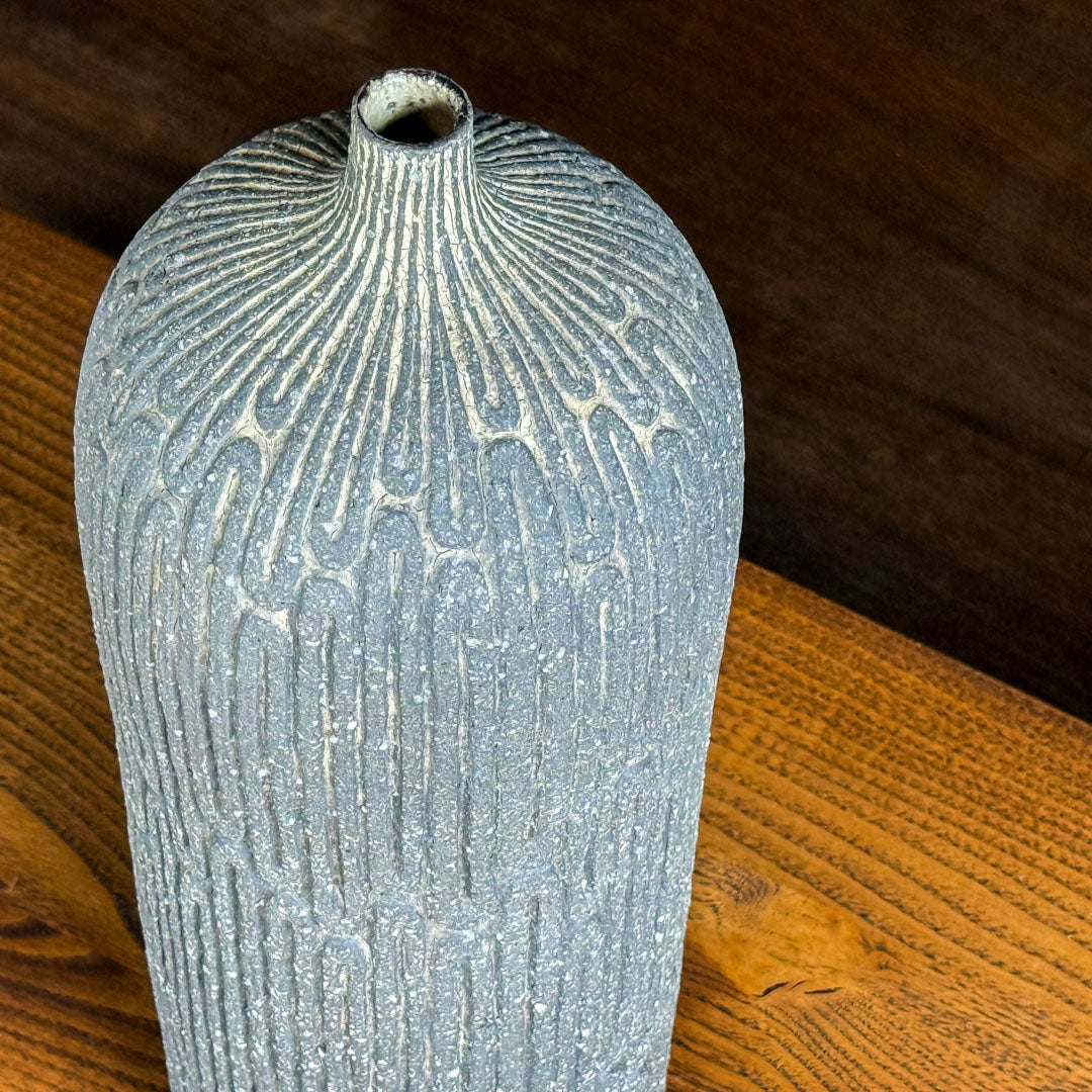 荻野善史 象嵌花器 別角度 - 花器・壺 | 益子焼 陶庫