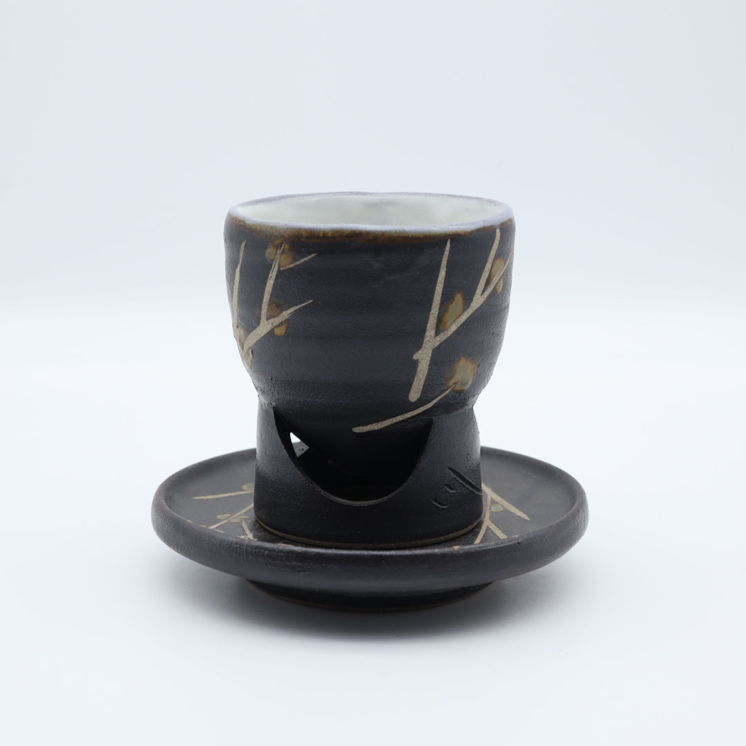 小峰尚 黒釉蝋抜台付コーヒーカップ - 茶器・コーヒー・ティー | 益子焼 陶庫