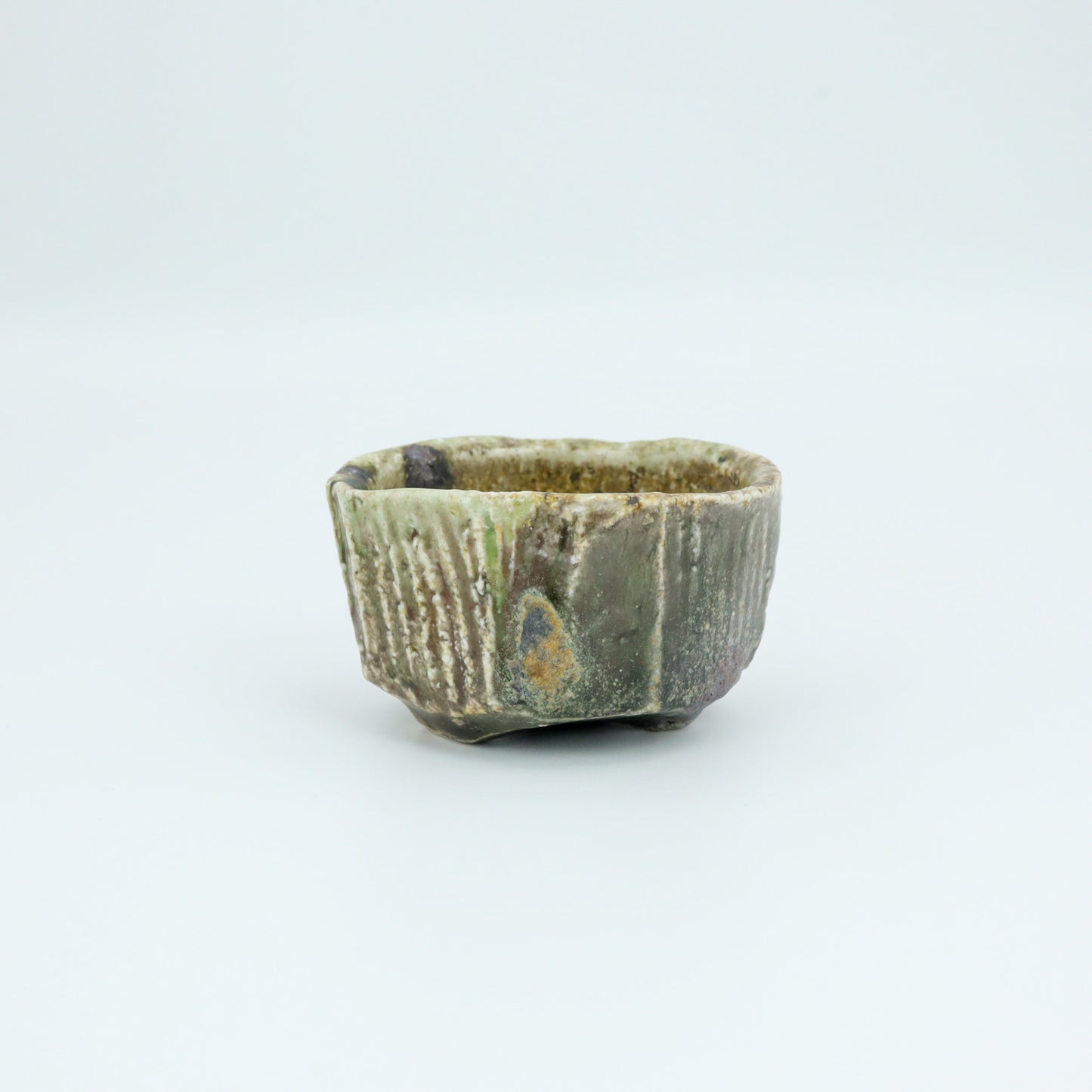 田山健司 灰釉しのぎぐい呑 - 酒器 | 益子焼 陶庫