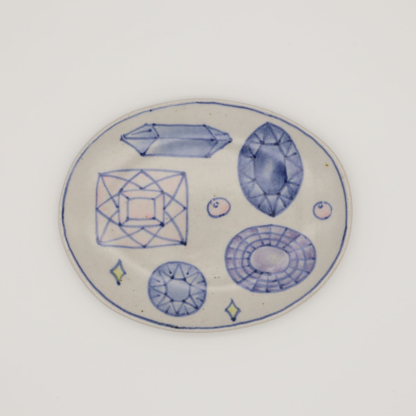 相上暁美 色絵楕円小皿 ジュエリー - 角皿・楕円皿 | 益子焼 陶庫