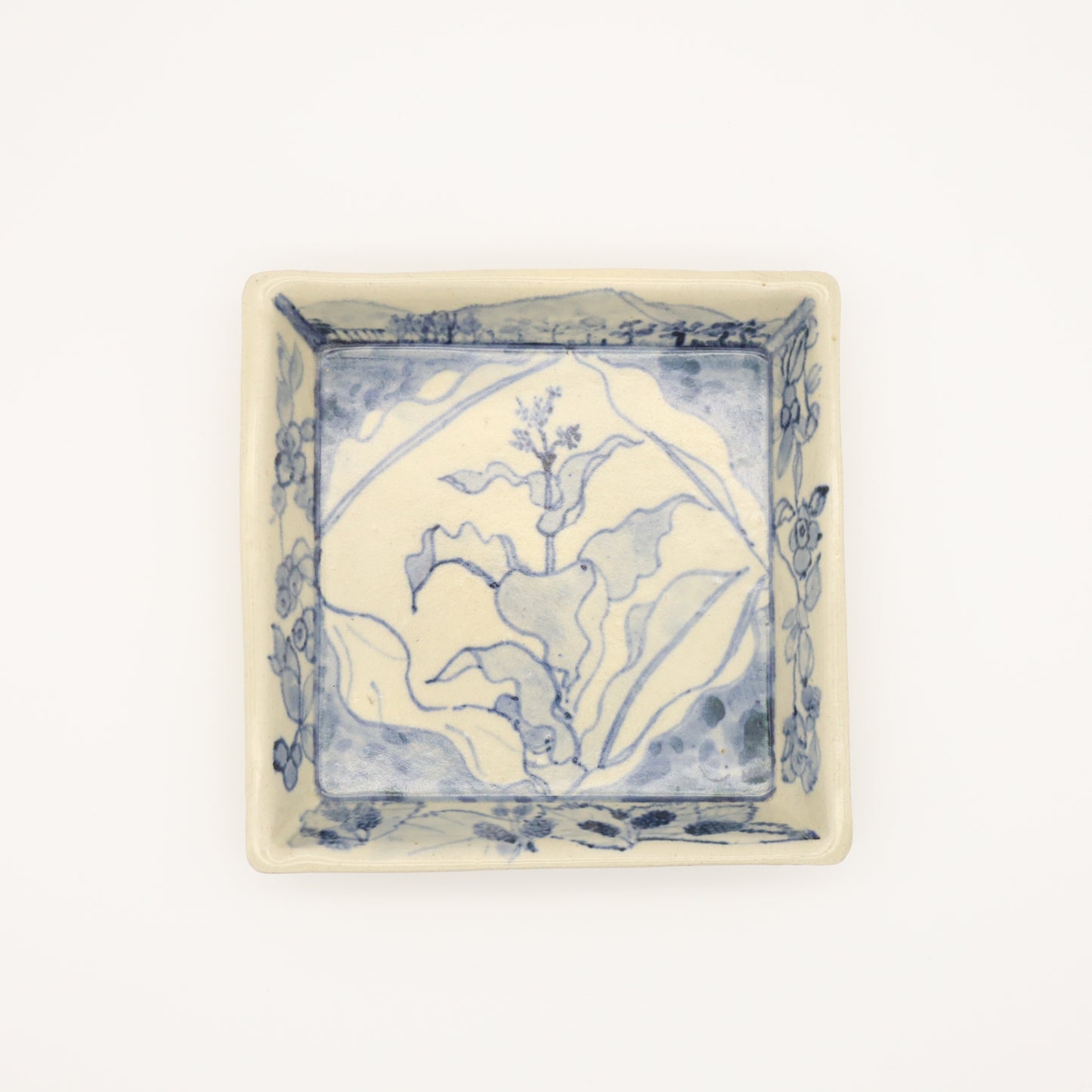 饗庭孝昌 呉須絵角皿 - 角皿・楕円皿 | 益子焼 陶庫