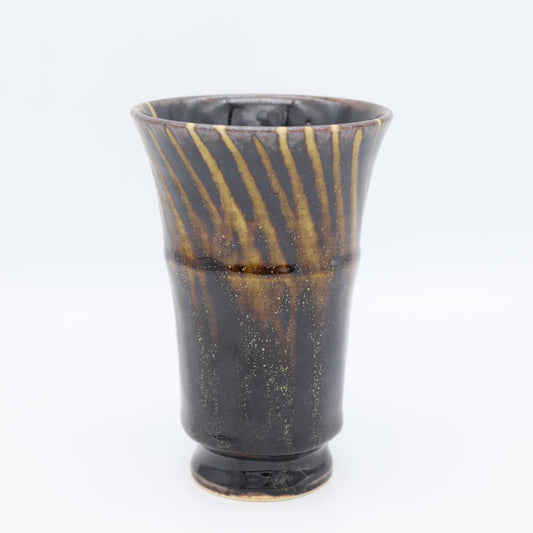 [Yoshinori Hagiwara] Black glaze line design free cup