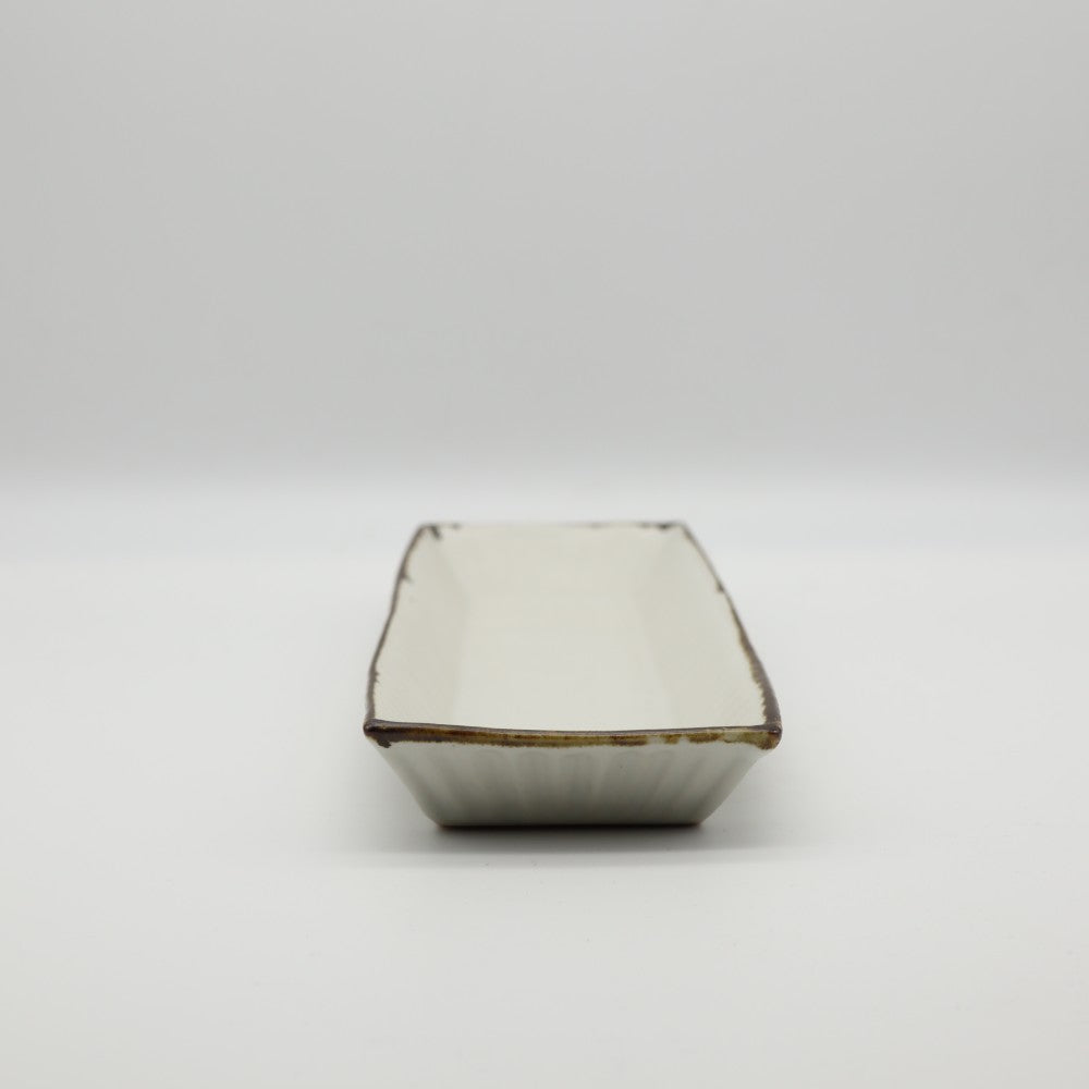[Saito Osamu] White porcelain rectangular plate