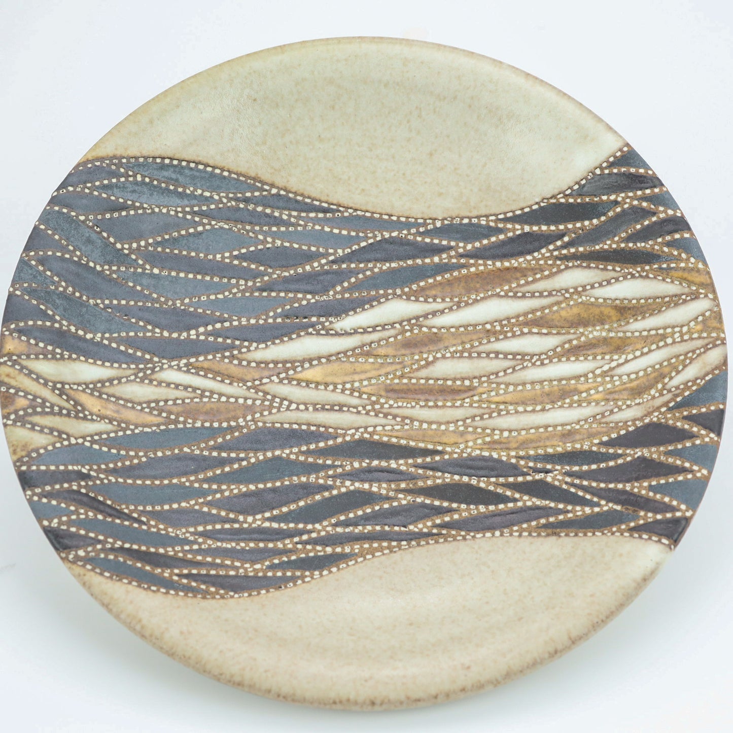[Mukaiyama Fumiya] Inlaid glaze with wavy pattern coffee cup and plate