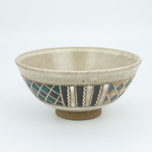 [Mukaiyama Fumiya] Line Pattern Rice Bowl Black