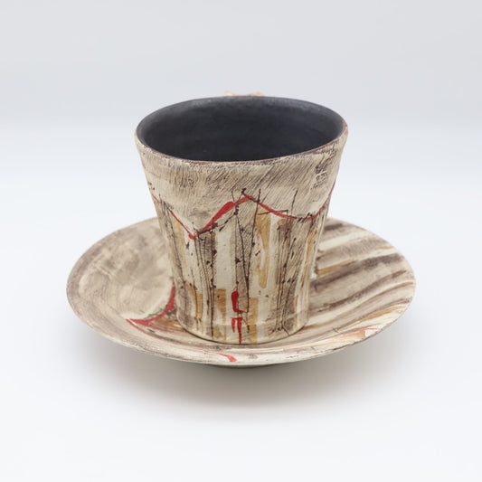 [Numano Hideaki] Carved Sound Cup &amp; Saucer