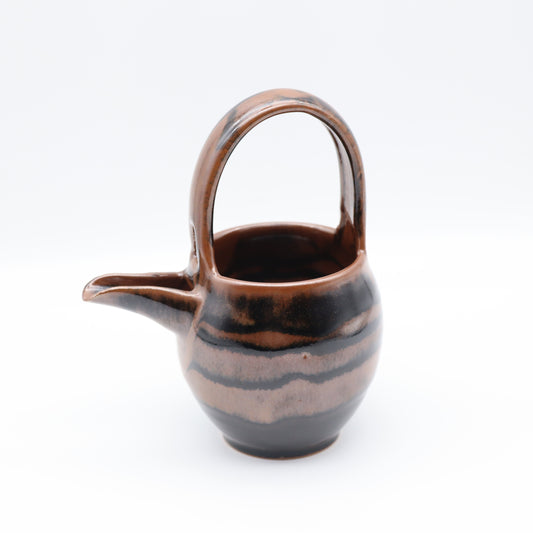[Hagiwara Yoshinori] Persimmon glaze with line design, katakuchi (small sachet)