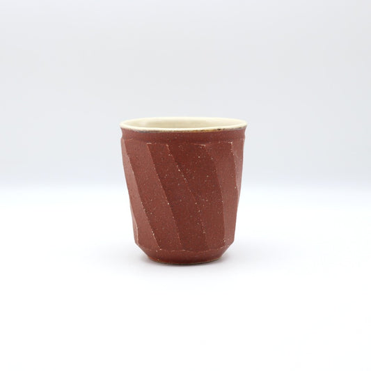 [Komine Takashi] Red decorative chamfered teacup