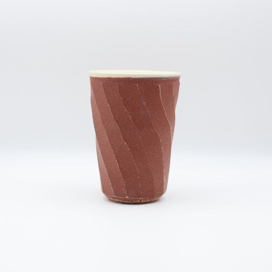 [Komine Takashi] Red decorative chamfered free cup