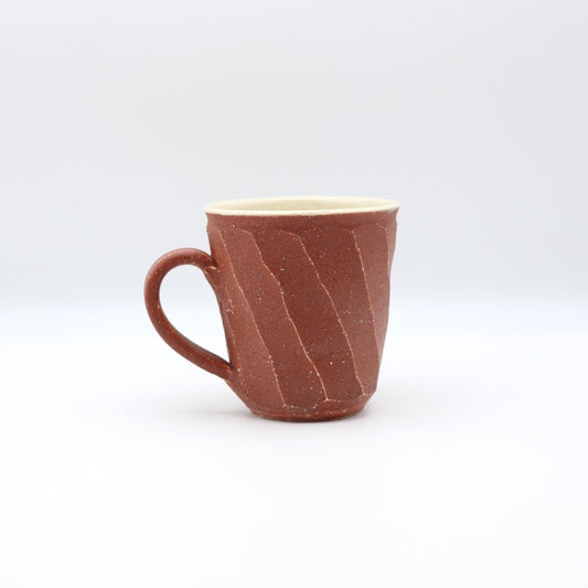 [Hisashi Komine] Red decorative chamfered mug