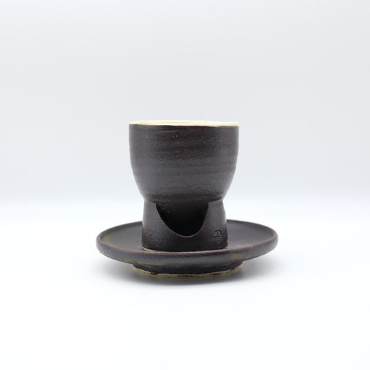 [Komine Takashi] Black glaze coffee cup and saucer