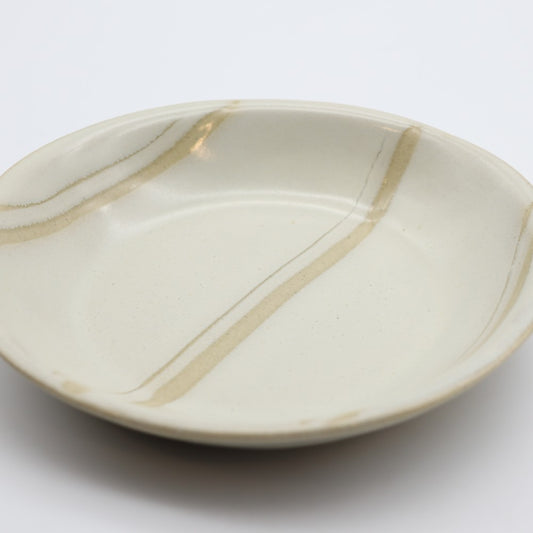 [Hagiwara Yoshinori] Small oval plate with bran glaze and pattern