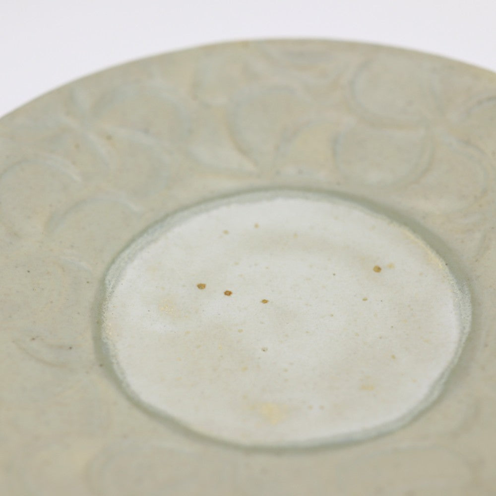[Yoshiko Kasahara] Ground glaze floral pattern plate, 8 inches