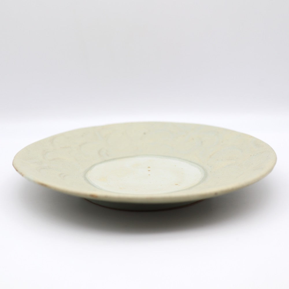 [Yoshiko Kasahara] Ground glaze floral pattern plate, 8 inches