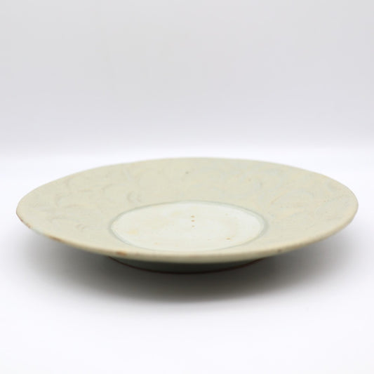 [Yoshiko Kasahara] Ground glaze floral pattern plate, 8 inches
