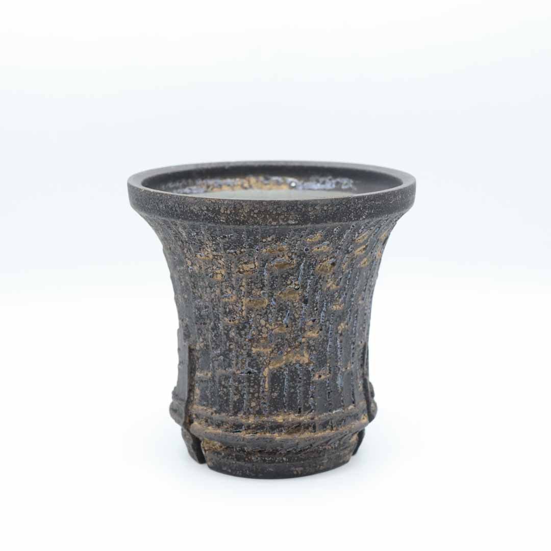 沼野秀章 植木鉢 black wrap - 花器・壺 | 益子焼 陶庫