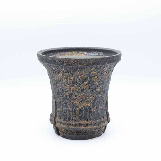 沼野秀章 植木鉢 black wrap - 花器・壺 | 益子焼 陶庫