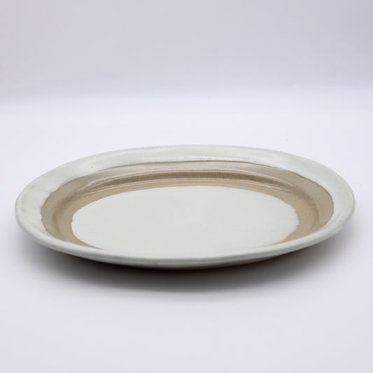 [Masataka Otsuka] Large oval plate with rice bran glaze