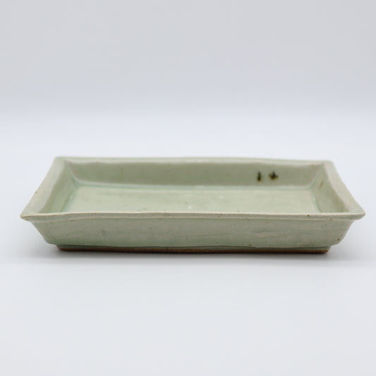 [Aiba Takamasa] Celadon rectangular plate