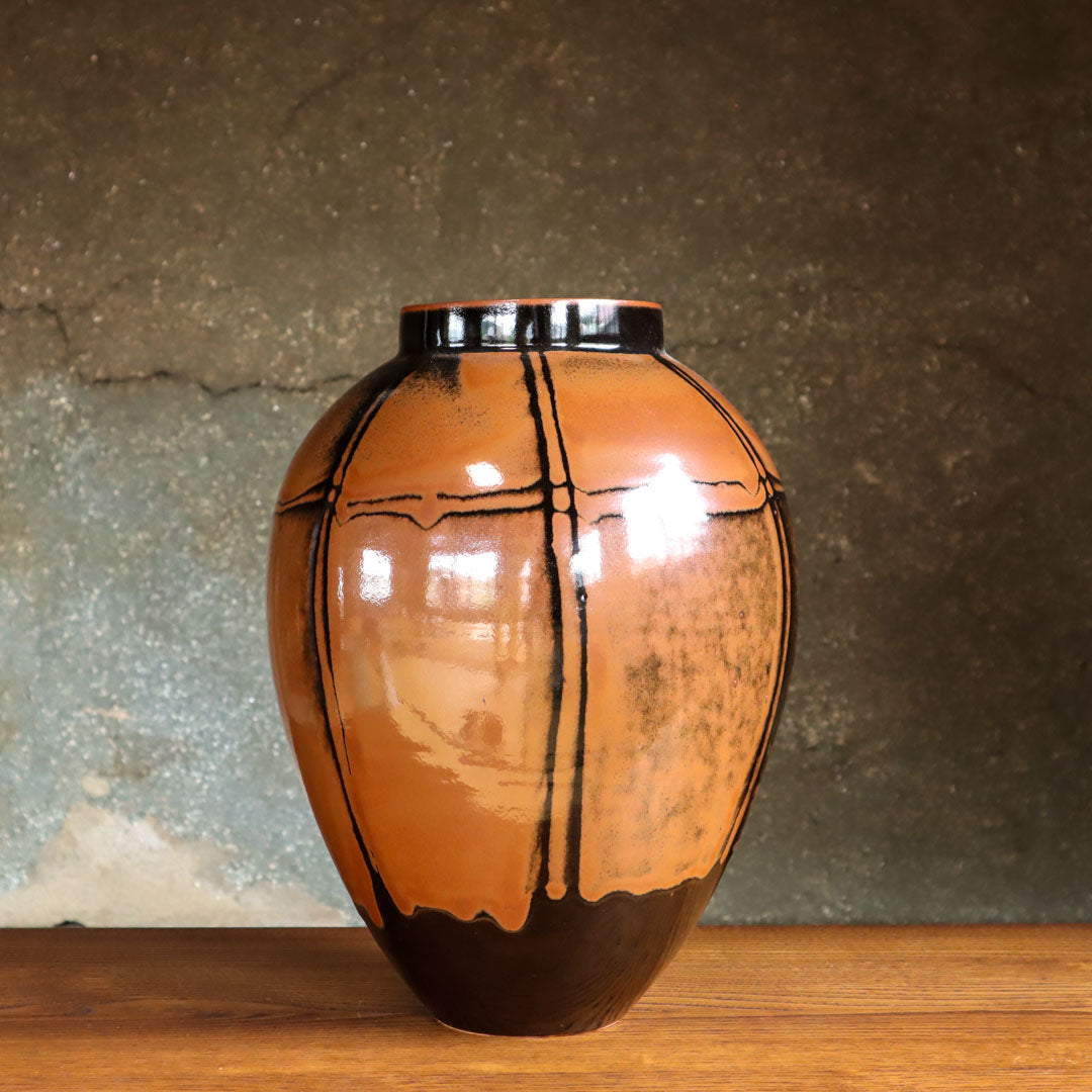 [Hagiwara Yoshinori] Persimmon Glazed Vase