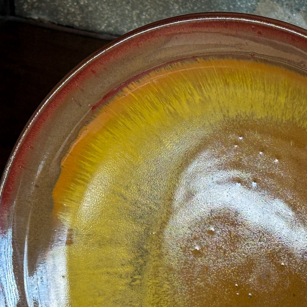 [Hagiwara Yoshinori] Persimmon glaze kiln-change large plate