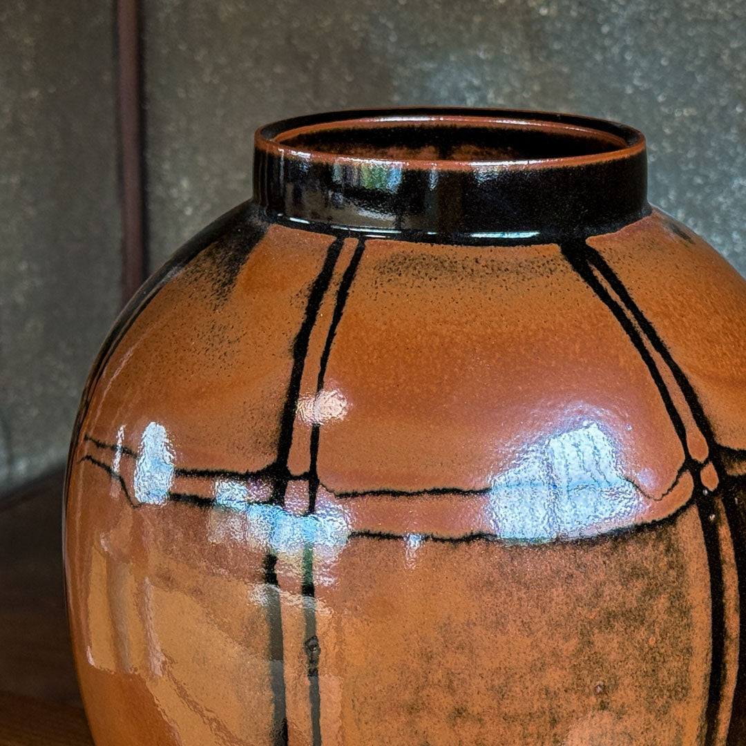[Hagiwara Yoshinori] Persimmon Glazed Vase