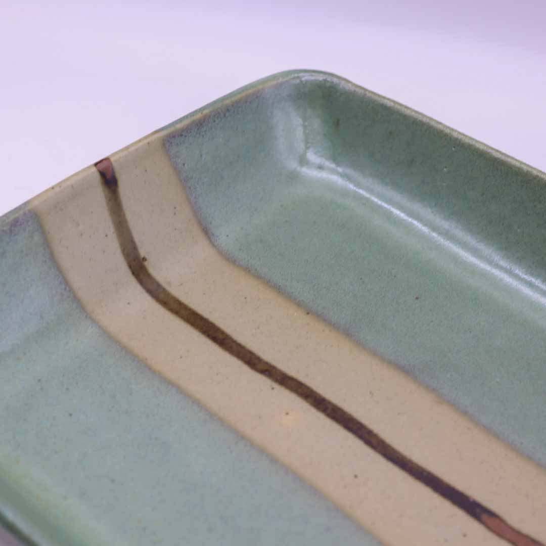 【大塚雅淑】四角鉢大_青磁釉