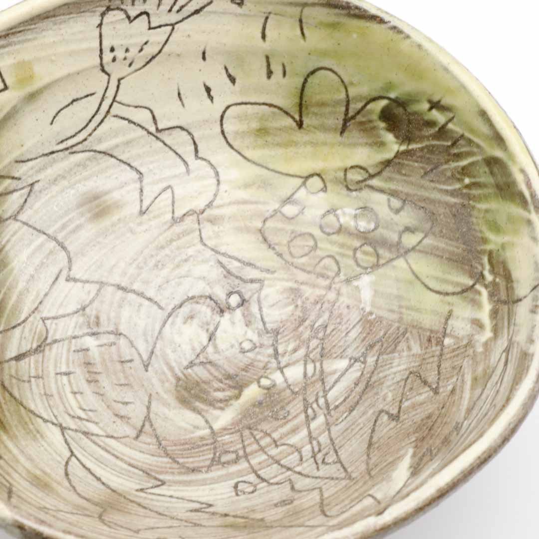 由良りえこ 草花紋深皿 - 鉢・向付 | 益子焼 陶庫