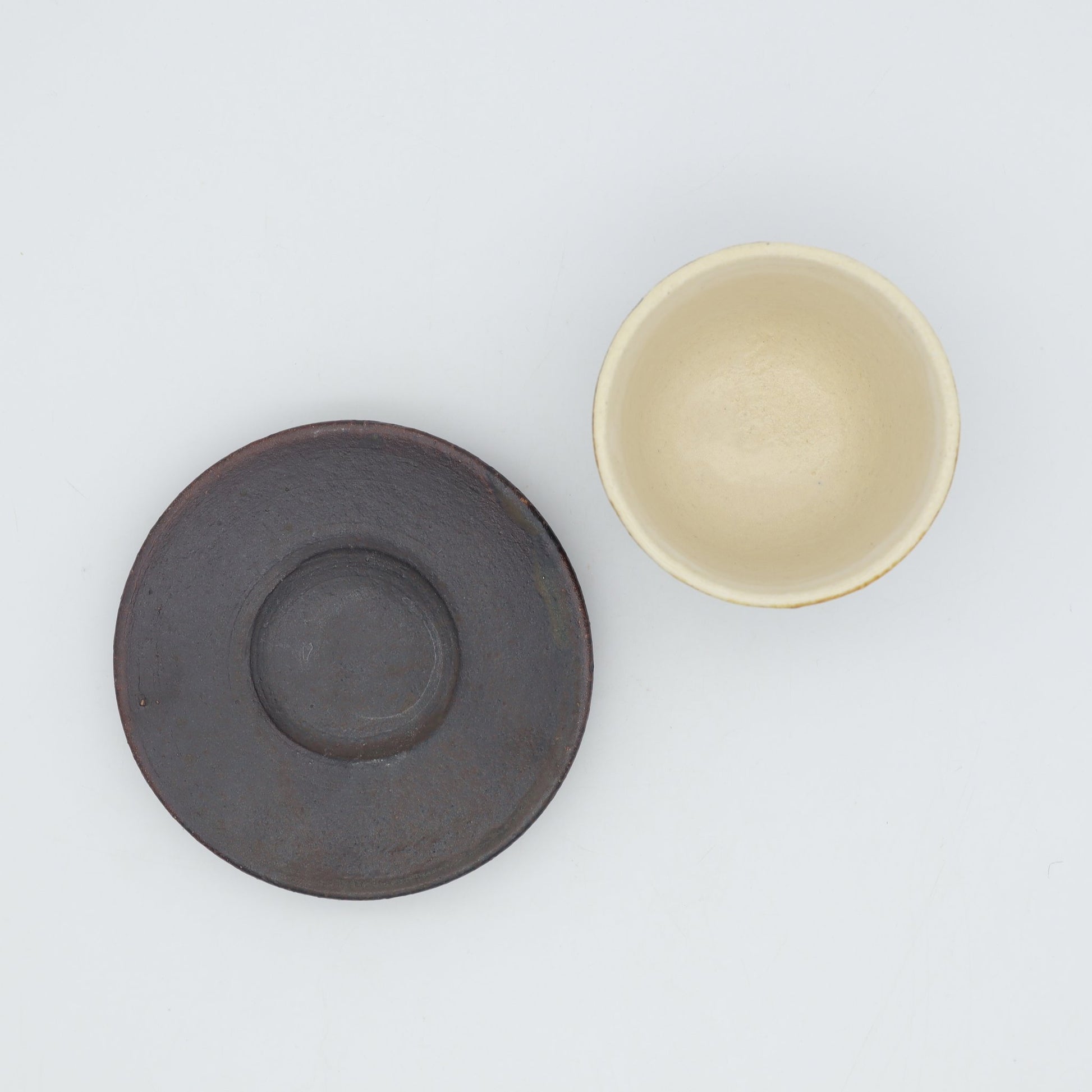 小峰尚 黒釉面取茶器 皿付 - 茶器・コーヒー・ティー | 益子焼 陶庫