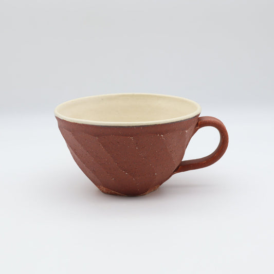 小峰尚 赤化粧面取スープカップ - マグカップ・スープカップ | 益子焼 陶庫