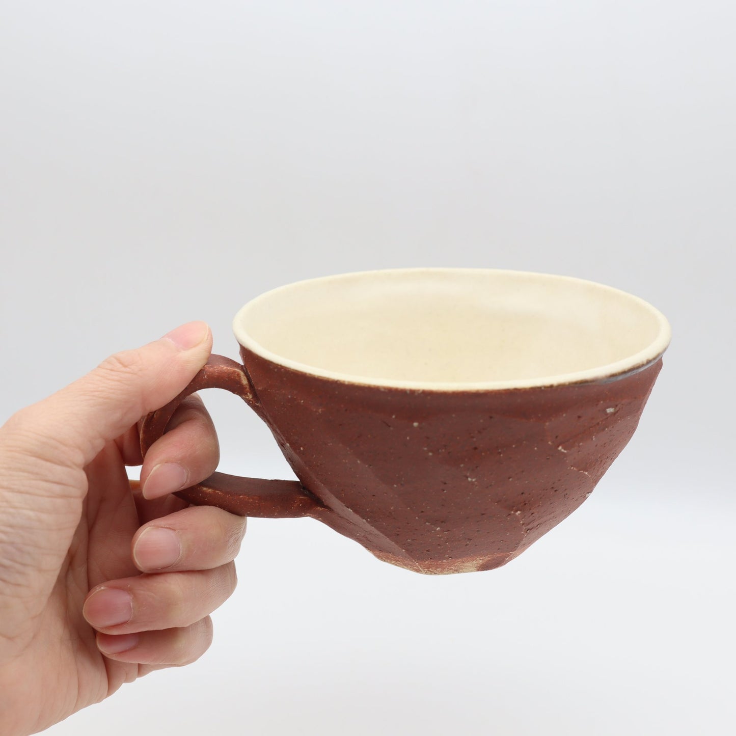 小峰尚 赤化粧面取スープカップ - マグカップ・スープカップ | 益子焼 陶庫