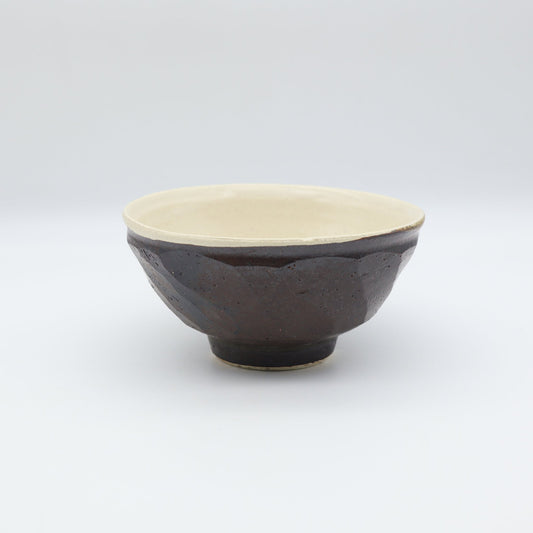 小峰尚 黒釉面取飯碗 大 - 碗・飯碗 | 益子焼 陶庫