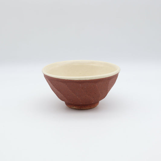 小峰尚 赤化粧面取飯碗 小 - 碗・飯碗 | 益子焼 陶庫