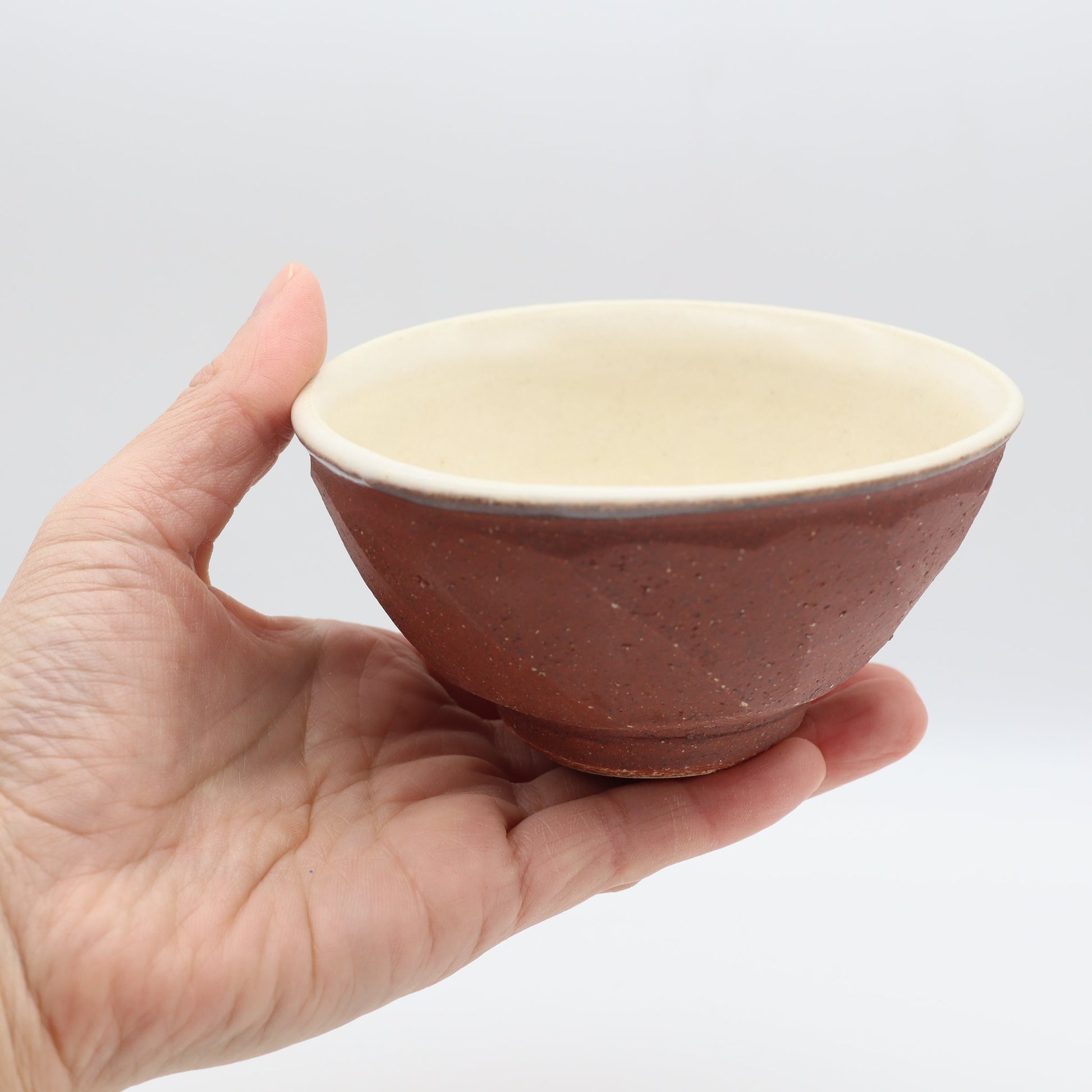 小峰尚 赤化粧面取飯碗 小 - 碗・飯碗 | 益子焼 陶庫