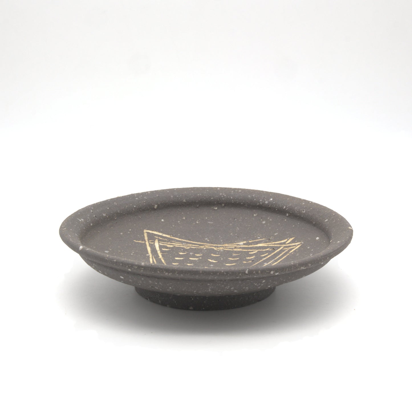 荻野善史 象嵌五寸皿 - 丸皿 | 益子焼 陶庫