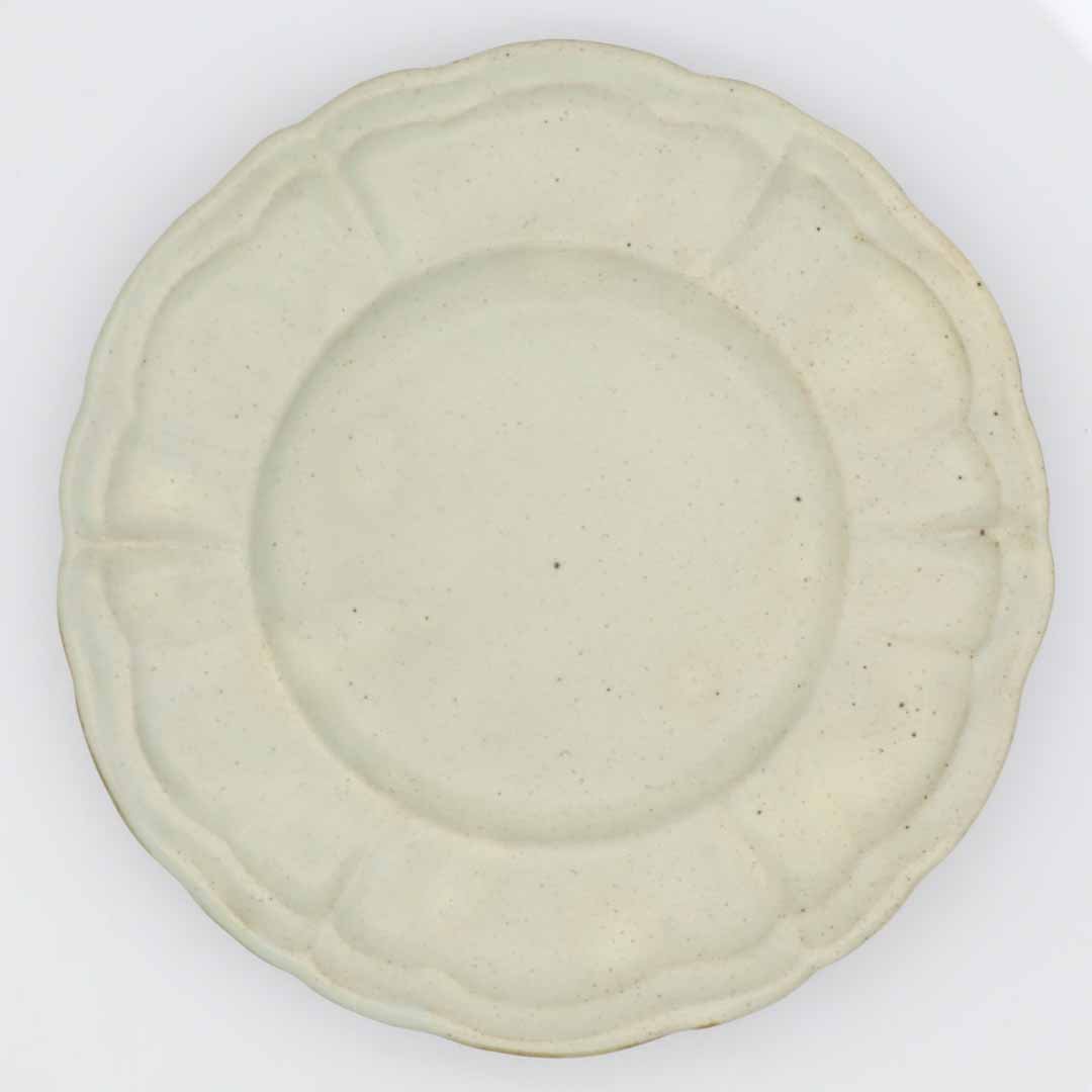 笠原良子 地釉花リム皿 ８寸 - 丸皿 | 益子焼 陶庫