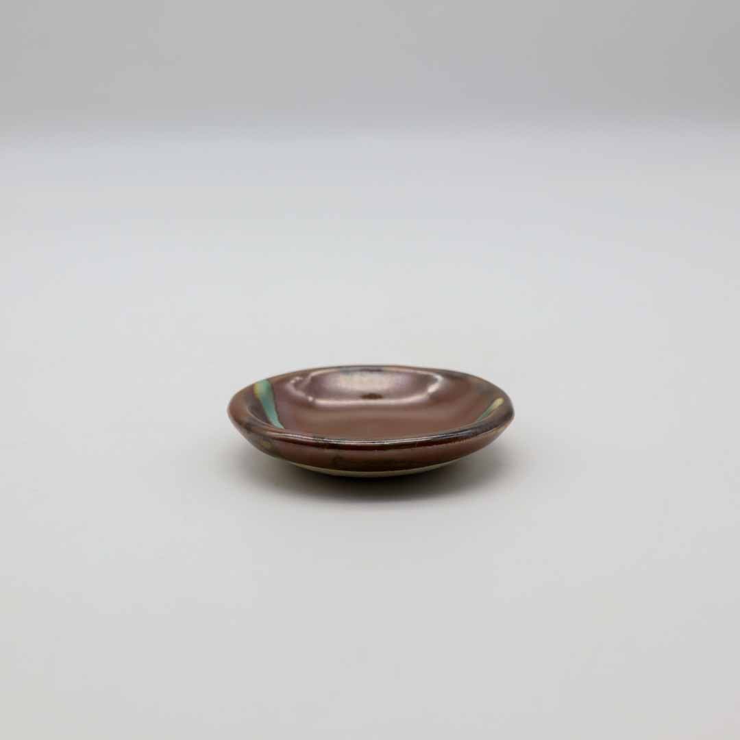 【萩原芳典】極豆皿_柿釉