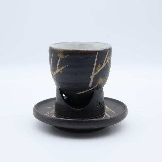 [Komine Takashi] Black glaze coffee cup with wax-free base
